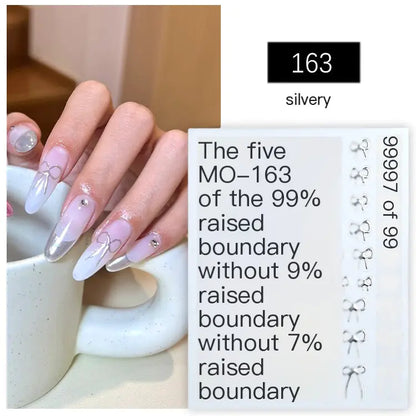 5D Minimalist Embossed Bow Nail Stickers (Black/White/Silver)